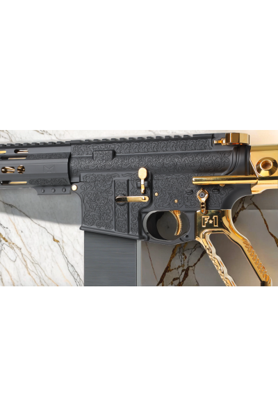 Deluxe Arms Gold Plated Engraved Black Cerakote AR-15